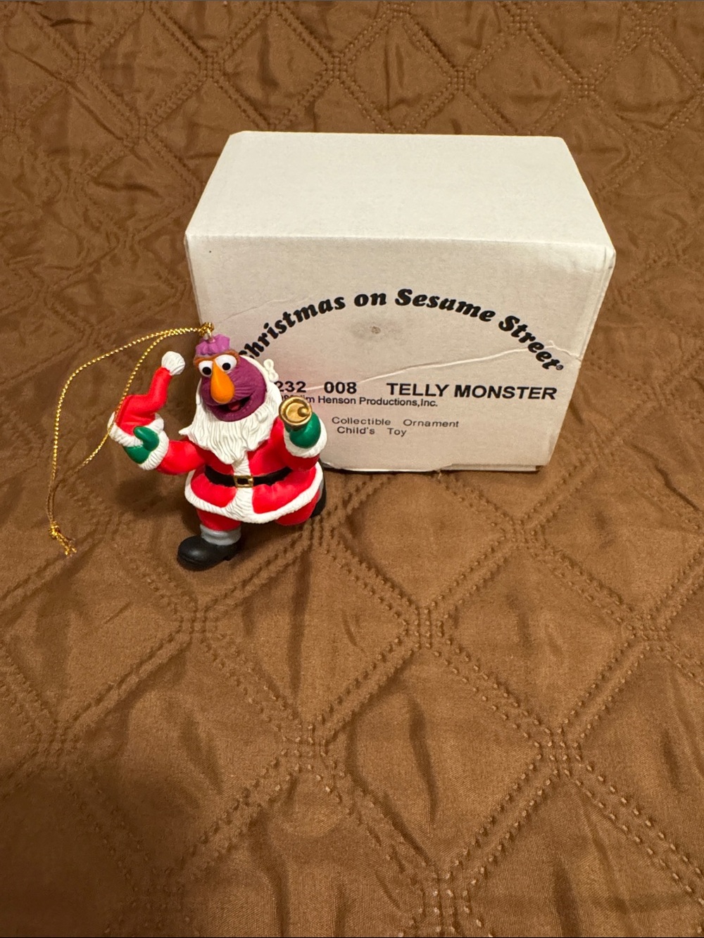 Vintage 1993 Christmas on Sesame Street Ornament Telly Monster.